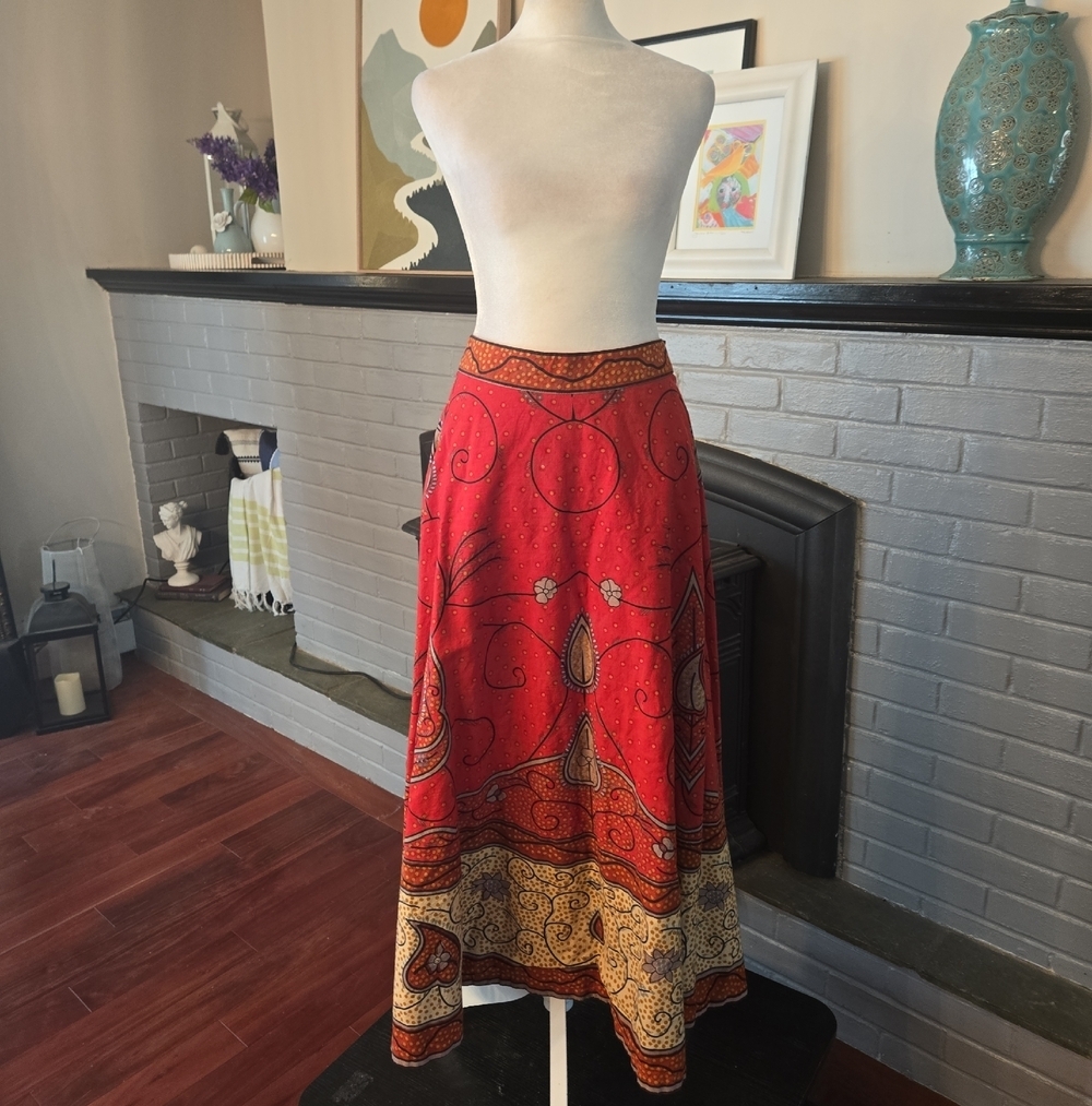 J. Peterman Cotton Floral Boho Fairycore Whimsical Maxi Skirt Womens Size 10
